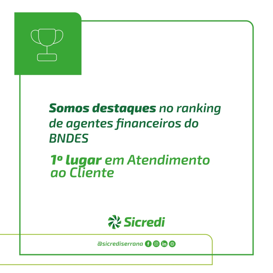 Sicredi é destaque em ranking de agentes financeiros do BNDES